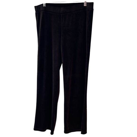 Y2K Juicy Couture Black Velour Wide Leg Sweatpants Womens SZ L Pink Rhinestones - Picture 3 of 7